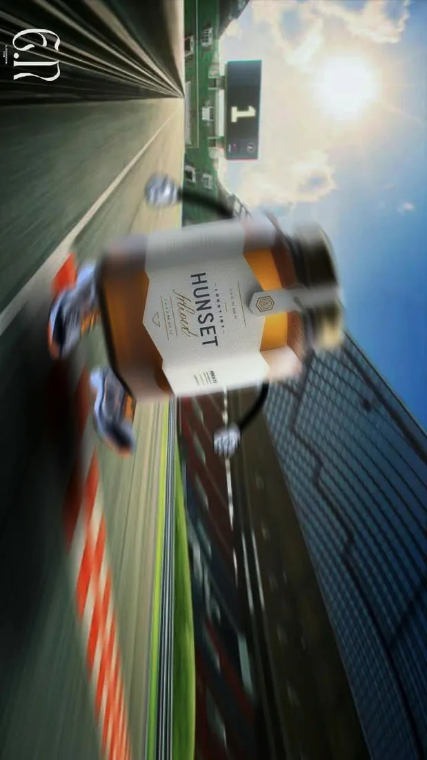 Product ad with a bottle in fast motion